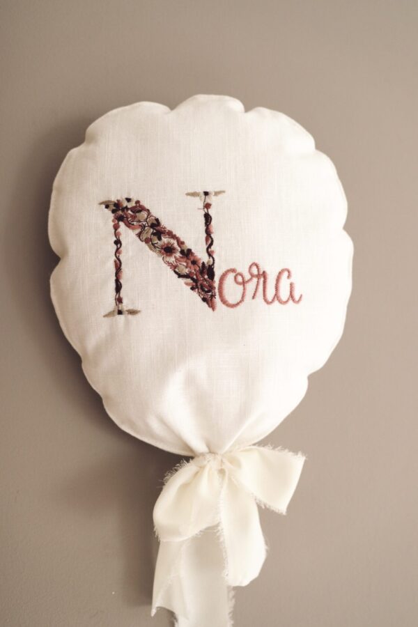Linnen stoffen ballon met bloemen letter